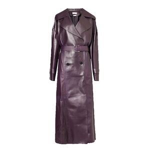 NWT Alexander McQueen FW23 Leather Trench Coat - Night Shade | Size 40